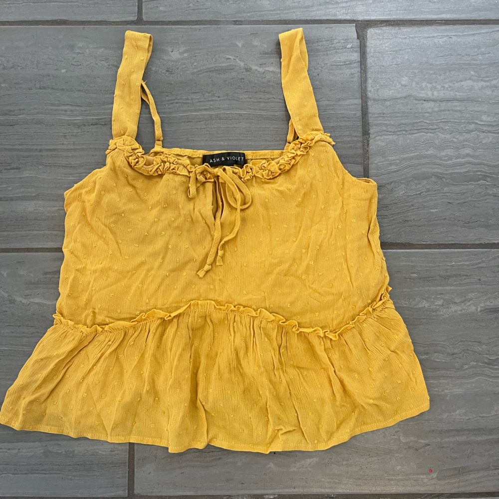 Ash & Violet Mustard Ruffle Tank Top